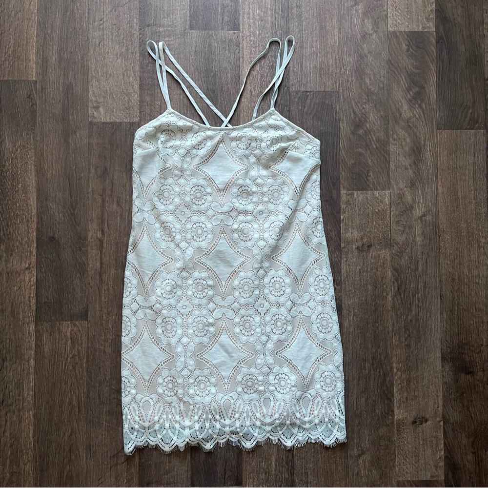 love, Fire Light Aqua Blue Lace Sleeveless Slip Dress Size S